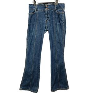 Anchor Blue Vintage Y2K Flare Jeans Womens 30 Jrs 11 Medium Wash Button Front
